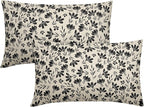 Black Floral Pillow Covers 12x20 Set of 2 Vintage Rustic Old Style Cute Small FlowerBlack Cream Print Decorative Outdoor Pillowcases Farmhouse Throw Cushion Case Decor for Couch Sofa Bed