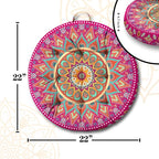 Mandala Meditation Cushion, Boho Meditation Mat, Meditation Pillows for Sitting on Floor, Cushions for Sitting in Home and Outdoor, Round Floor Pillows Cushion Seating for Yoga Accessories 22'' X 22''