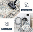 Area Rug 6×9, Large Vintage Boho Rug,Ultra-Soft Low Pile, Washable, Non Slip,Stain Resistant, Printed Carpet for Living Room Bedrooms Playroom Office Kitchen, Blue/Navy