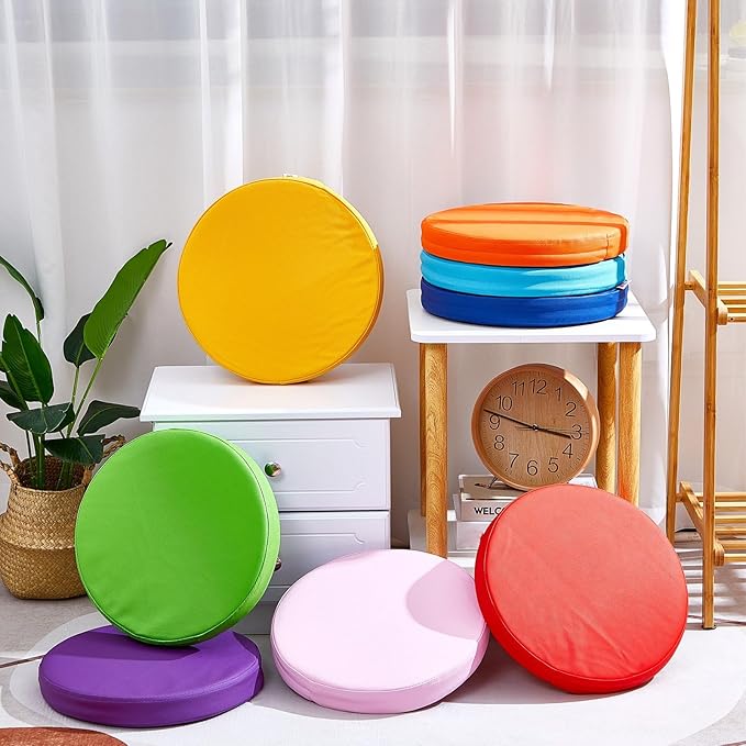 Juexica 8 Pcs Extra Thick Flexible Seating Floor Cushions Assorted Colored Floor Pillow Classroom Seat Cushions Soft Classroom Seating for Kids Learning Daycare School Chair(Classic Color)