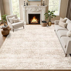 Area Rugs 10x12 Living Room Rug: Washable Rug Soft Vintage Boho Carpet Indoor Floor Non-Slip Stain Resistant Large Carpets for Bedroom Dining Room Farmhouse Nursery Home Office Beige