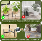 Set of 4 Wicker Rattan Plant Basket Display Stand Indoor Outdoor, Boho Tall Flower Woven Planter Pot Holders with Adjustable Metal Shelf (Brown & White)