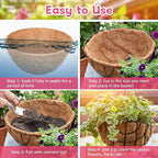 Riare 4 Pack 20 Inch Round Coco Liners Replacement, 100% Natural Coconut Coir Liners for Hanging Baskets, Garden Flower Vegetables Planter Pot, Window Box, Fence, Decks