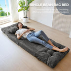 MAXYOYO Folding Sofa Bed, Tufted Bean Bag Bed with Pillows Floor Mattress for Adults, Extra Thick and Long Floor Sofa, Single Couch for Bedroom Living Room, Dark Grey, 30x91 Inch