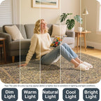 Area Rug for Living Room, 10x12 Large Washable Rugs for Dining Room, Bedroom, Non Slip Stain Resistant Carpet, Low Pile Vintage Floral Rug (Goldenrod)