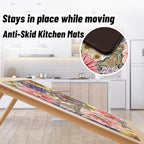 Boho Floral Kitchen Mats for Floor 2PCS Anti Fatigue Mats for Kitchen Floor Cushioned Non Slip Waterproof Memory Foam PVC Kitchen Rugs Set for Sink,Office,Laundry 17.3"x28"+17.3"x47"