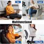 HOMBYS Tufted Furry Recliner Seat Cushion for Elderly Foam Curved Edge Large Square Seat Cushion for Recliner Chair, Floor Pillow, Office Chair, Car, No Pressure on Thighs(Black)