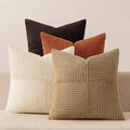 MIULEE Brown Beige Throw Pillow Covers 16x16 Inch Set of 4 Boho Farmhouse Cushion Cases for Livingroom Couch Bed Soft Corduroy Pillow Cases with Invisible Zipper Home Decor