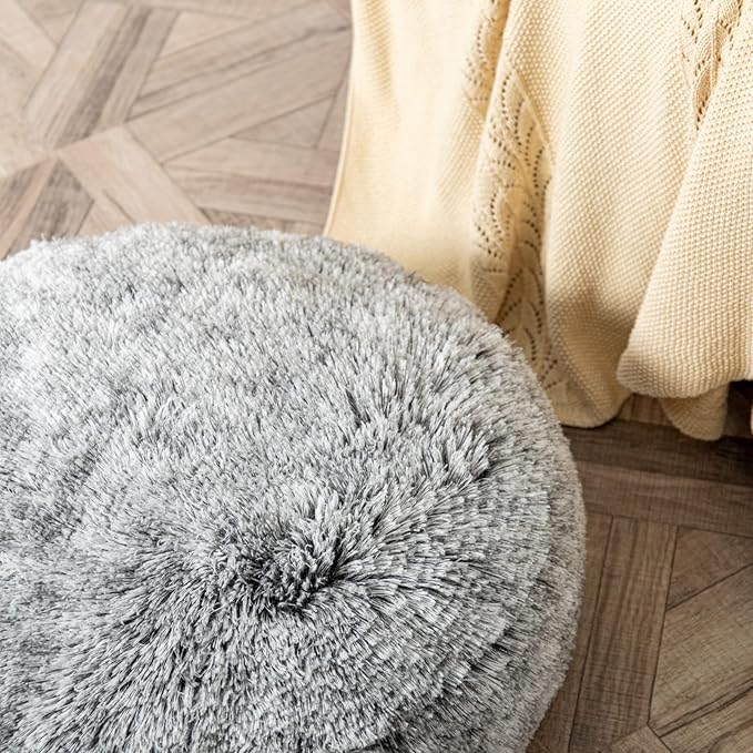 Asuprui Soft Floor Pillow Large Round Floor Cushion for Sitting Fur Meditation Pillow Premium Yoga Pillow for Living Room Bedroom Balcony Outdoor 20x6Inches Dark Grey Round Floor Pillow with Insert
