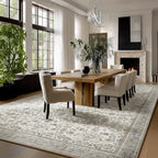 Washable Rugs for Living Room: 9x12 Area Rugs for Bedroom Ultral Soft Non-Slip Stain Resistant Vintage Boho Large Carpet for High-Traffic Dining Room - Farmhouse Decor