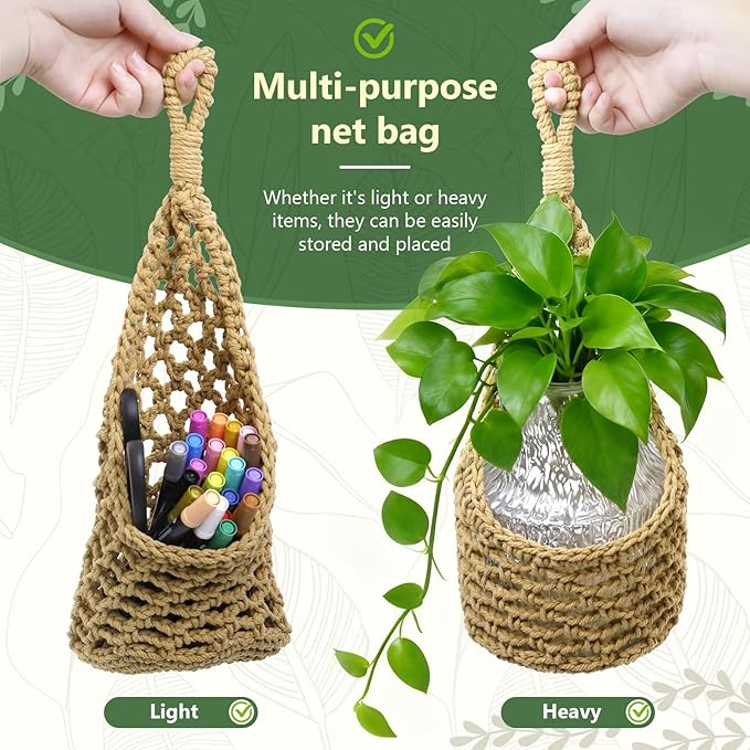 Macrame Wall Plant Hanger, Hanging Planter Basket Holder, Wall Planters for Indoor Plants, for Up to 6 Inch Pot (Brown, 6-Inch)