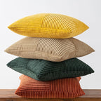 MIULEE Green Rust Throw Pillow Covers 18x18 Inch Set of 4 Boho Farmhouse Soft Corduroy Striped Cushion Cases Decorative Color-Clash Home Decor for Couch Sofa Living Room Bed
