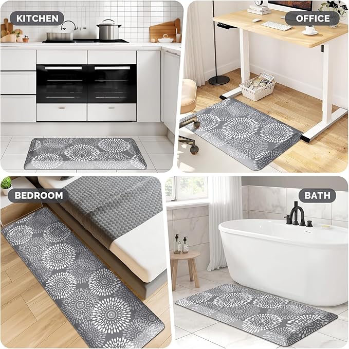 LuxStep Kitchen Mat Waterproof Kitchen Rugs for Floor Cushioned Anti-Fatigue Mat Non-Slip Standing Desk Mat Comfort Floor Mats for House Sink Office 20" x 32"-4/5 Inch Grey