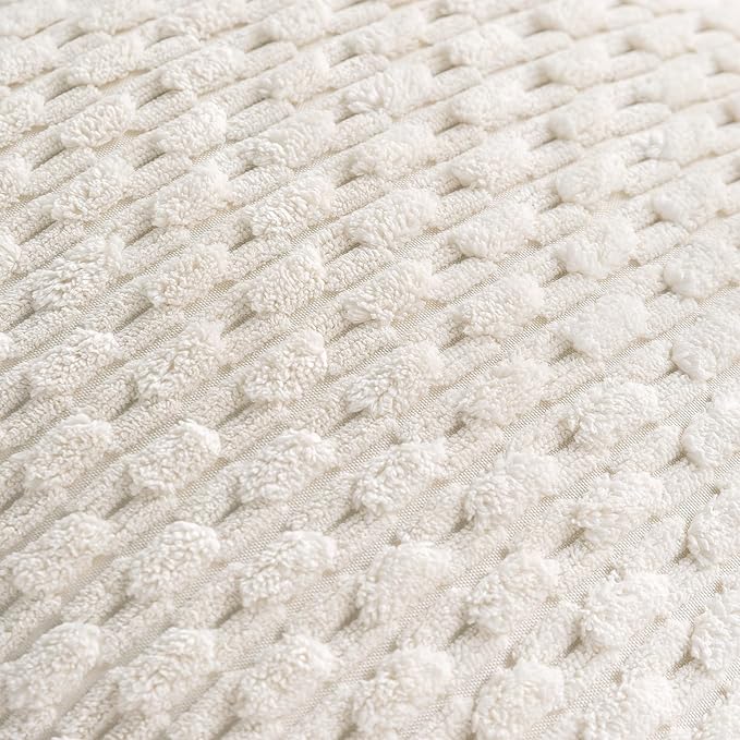 Set of 4 Cream White Decorative Throw Pillow Covers 20x20 Inch Corduroy Pillow Covers for Bed Couch Sofa Living Room Soft Square Cushion Cases