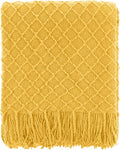 CREVENT Farmhouse Boho Knitted Throw Blanket for Couch Sofa Chair Bed Home Decoration, Soft Warm Cozy Light Weight for Spring Summer Fall (60''X80'' Mustard)