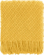 CREVENT Farmhouse Boho Knitted Throw Blanket for Couch Sofa Chair Bed Home Decoration, Soft Warm Cozy Light Weight for Spring Summer Fall (60''X80'' Mustard)