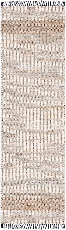 SAFAVIEH Cape Cod Collection Runner Rug - 2'3" x 8', Ivory & Beige, Handmade Jute & Denim, Ideal for Living Room, Hallway, Foyer, Bedroom (CAP153A-28)