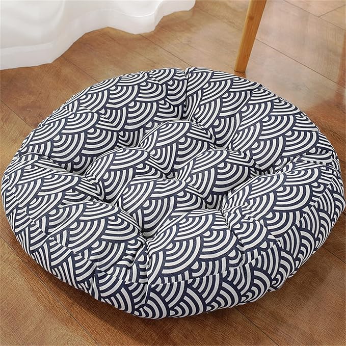 Large Round Floor Cushion, Comfortable Cotton and Linen Boho Meditation Pillow Tatami Seating Cushion for Room Reading Book Nursery Room Balcony,M,60 * 60cm
