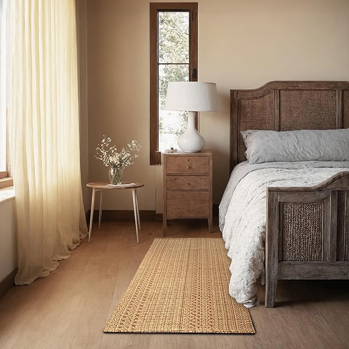 20"x48" Kitchen Mats for Floor, Woven Kitchen Rugs, Machine Washable Mats Boho Style, Non Slip, Anti-Skid TPR Backing for Kitchen, Non-Slip, Durable, Easy Clean, Everyday Use