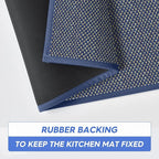 Artoid Mode Washable Non Slip Blue Kitchen Rugs and Mats Set of 2, Rubber Backing Absorbent Kitchen Mats for Floor Front of Sink - 17x29 and 17x47 Inch
