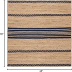 SAFAVIEH Natural Fiber Collection Area Rug - 4' Square, Grey & Natural, Handmade Woven Fringe Jute, Ideal for High Traffic Areas in Living Room, Bedroom (NF826F)