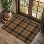 Washable Easy Jute Dark Brown Rug Indoor Outdoor - 3 x 4 Neutral Checkered Area Rug for Kitchen Floor, Entryway, Door Mat Outdoor Entrance Non Slip, Patio, Tan Buffalo Plaid Accent Décor