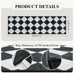 Beeiva Checkered Print Runners for Hallways 2.5x8, Ultra Thin Black Kitchen Runners Non Skid Washable 8 ft, Modern Diamond Stain Resistant Low Pile Carpet for Bathroom Entryway Bedroom Laundry
