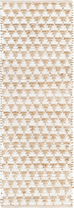 Unique Loom Chindi Jute Collection Area Rug (2' 2" x 6' 1" Runner, White/ Natural)