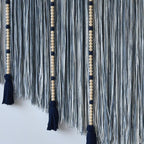 Jakalin Macrame Wall Hanging Blue dip dye Handcrafted Decorative Art for Living Room Bedroom or Office Boho Chic Modern Wall Decor with Unique Beadwork 57" W × 43" L