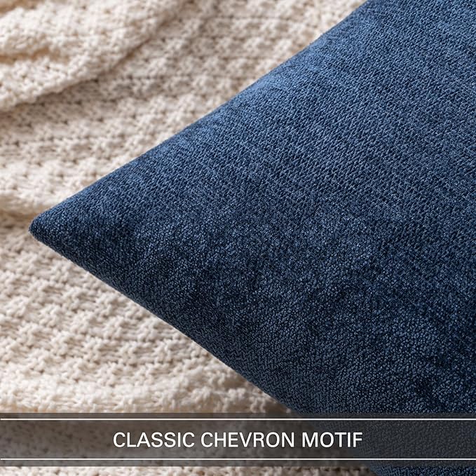 MIULEE Pack of 2 Navy Blue Decorative Pillow Covers 20x20 Inch Soft Chenille Couch Throw Pillows Farmhouse Cushion Covers for Home Decor Sofa Bedroom Living Room