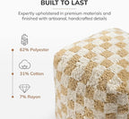 Anji Mountain Pouf Ottoman Foot Rest, Handmade Ottoman Pouf, Comfortable Foot Stool, Decorative Floor Seating for Living Room Decor, Bedroom & Home Décor Accent - Beige