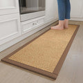 Kitchen Runner Rugs Non Slip Washable Anti Fatigue, Super Absorbent 0.4" Thick Cushioned Long Kitchen Mats for Floor, Jute-Look Sink Floor Mat Laundry Standing Mat, Easy Clean, Brown 17"x59"