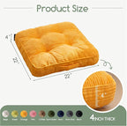 HIGOGOGO Floor Pillow Cushion for Adults, Meditation Cushion Pillow, Large Square Floor Sitting, Tufted Corduroy Cover, for Tatami Living Room or Yoga, 22x22 Inch, 2Pack, Orange