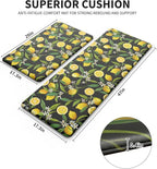 MAYHMYO Lemon Kitchen Mat Set of 2 - Anti Fatigue Mats for Kitchen Floor - Non Slip Cushioned Rugs for Standing - Lemon Decor (17.3"×29"+17.3"×47"-0.4") Black