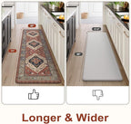 KIMODE Kitchen Mats Cushioned Anti Fatigue, Red Boho Vintage Kitchen Rugs 20"x71", Ergonomic Padded Kitchen Floor Mats, Non Slip Waterproof Standing Mats for Front of Sink Laundry Desk Bedroom