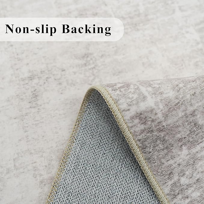 Washable 2x6 Thin Runner Rug: Abstract Soft Entryway Doormat Water-Resistan Hallway Bathroom Kitchen Carpet with Non-Slip Backing Modern Living Room Bedroom Decorative Carpet（2x6,Beige/Cream）