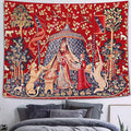 FEASRT GTQQAY1210 Medieval Princess Tapestry - Maiden & Unicorn Design, 80x60 inches, Perfect for Bedroom & Living Room Decor