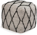 Anji Mountain Pouf Ottoman Foot Rest, Handmade Ottoman Pouf, Comfortable Foot Stool, Decorative Floor Seating for Living Room Decor, Bedroom & Home Décor Accent - Black/White