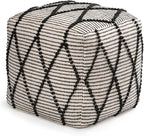 Anji Mountain Pouf Ottoman Foot Rest, Handmade Ottoman Pouf, Comfortable Foot Stool, Decorative Floor Seating for Living Room Decor, Bedroom & Home Décor Accent - Black/White