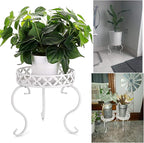 OwnMy Metal Round Plant Stand Rustproof Iron Flower Pot Holder, Indoor Outdoor Plant Stand Heavy Duty for Home, Garden, Patio, Modern Plant Stands Display Potted Rack (White)