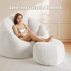 Round Stuffed Pouf Ottoman for Foot Rest, A Round Modern Foam Filled Poufs, Floor Chair for Living Room, Nursery, Dorm, A Soft Modern Foot Stool Perfect to Rest Your Feet (White, 20Inch)