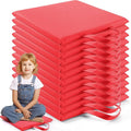 Suzile 12 Pcs 12'' Square Floor Cushions for Kids Classroom Flexible Floor Seating Elementary with Handles Classroom Carpet Cushions for Adults Toddlers Daycare Preschool School(Red)