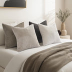 Topfinel Decorative Neutral Gray Throw Pillow Covers for Couch,Boho Cozy Soft Cushion Covers Set of 4 with Corduroy,Accent Pillowcases for Sofa,Bed,Living Room Home Decor 18×18 Inch (Cream,Grey)