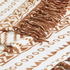 CASAAGUSTO Boho Throw Blanket - Terrcotta Decorative Blankets with Tassel, Printed Flannel Bohemian Blanket for Chair, Bed, Sofa, Couch(50 * 60, Terrcotta)