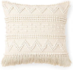 REDEARTH · Boho Textured Throw Pillow Cushion Covers - Woven Tufted Decorative Farmhouse Cases Set for Couch - Bed - Chair - Dining - Patio - Outdoor - 100% Cotton (18"x18" - Natural) Pack of 2