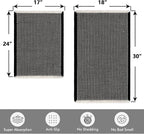 MIULEE Set of 2 Waffle Bathroom Rugs, Boho Bath Rugs Non Slip Washable, Super Absorbent Bath Mats, Ultra Soft Rubber Backed Shower Mats for Bathroom Floor, Tub, Black & Cream, 17"x24"+18"x30"
