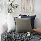 Foindtower Set of 2 Decorative Linen Fringe Throw Pillow Covers Cozy Boho Farmhouse Cushion Cover with Tassels Soft Accent Pillowcase for Couch Sofa Bed Living Room Home Decor,24×24 Inch,White