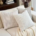 Aeckself Handmade Boho Chenille Tufted Pillow Cover 20x20 Inch, Decorative Square Throw Pillow Cover Neutral Pillowcase for Couch Bedroom Living Room, Green White