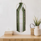 EOBTAIN Green Macrame Wall Hanging - Boho Large Dream Catchers - Round Handmade Macrame Wall Decor - Cotton Rope Tassel Woven Tapestry Art for Bedroom Living Room Apartment Home - 9.8" W x 31.5" L