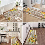 Likiyol Sunflower Kitchen Mats for Floor [3 PCS] Anti Fatigue Mats for Kitchen Floor, Floral Farmhouse Kitchen Rugs Non Slip Washable Comfort Kitchen Decor Mat, 18'' x 30'' + 18'' x 48'' + 18'' x 60''